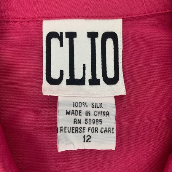 Vintage CLIO Silk Blouse Plum Berry Color Size 12 Elegant Work Shirt - Picture 3 of 15